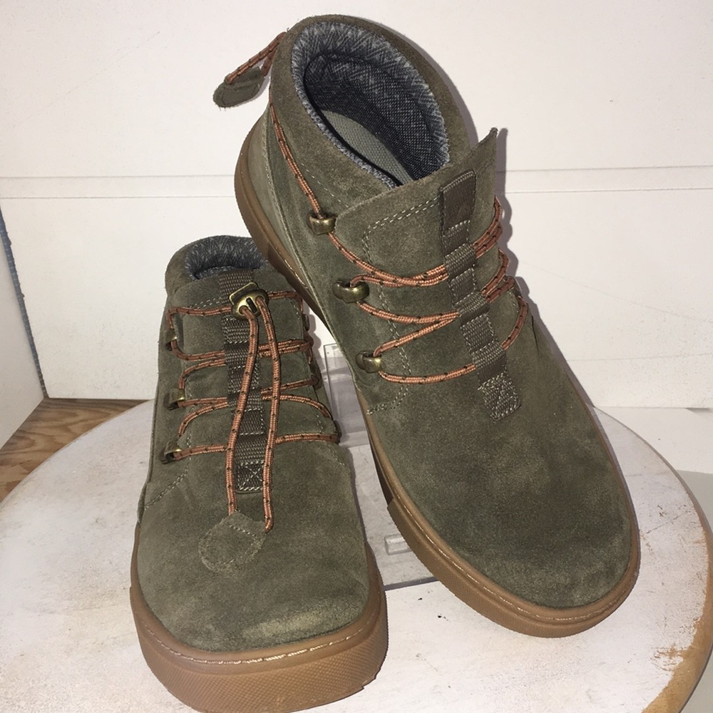 Olive Suede Ankle Boots